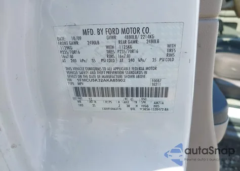 2010 Ford Escape Hybrid Limited из США, поврежденный, VIN 1FMCU5K32AKA85902